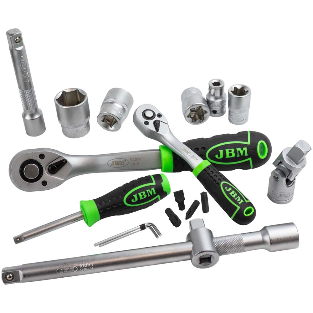 SET DI UTENSILI DA 108 PEZZI CON BUSSOLE ESAGONALI DA 1/4" E 1/2" – FINITURA ZINCATA