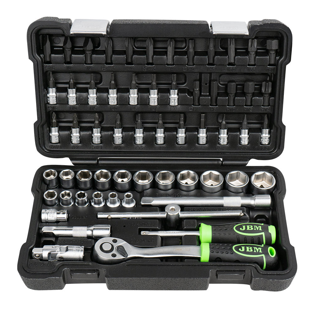 VALIGETTA DI UTENSILI 59 PEZZI CON BUSSOLE 3/8" - FINITURA ZINCO