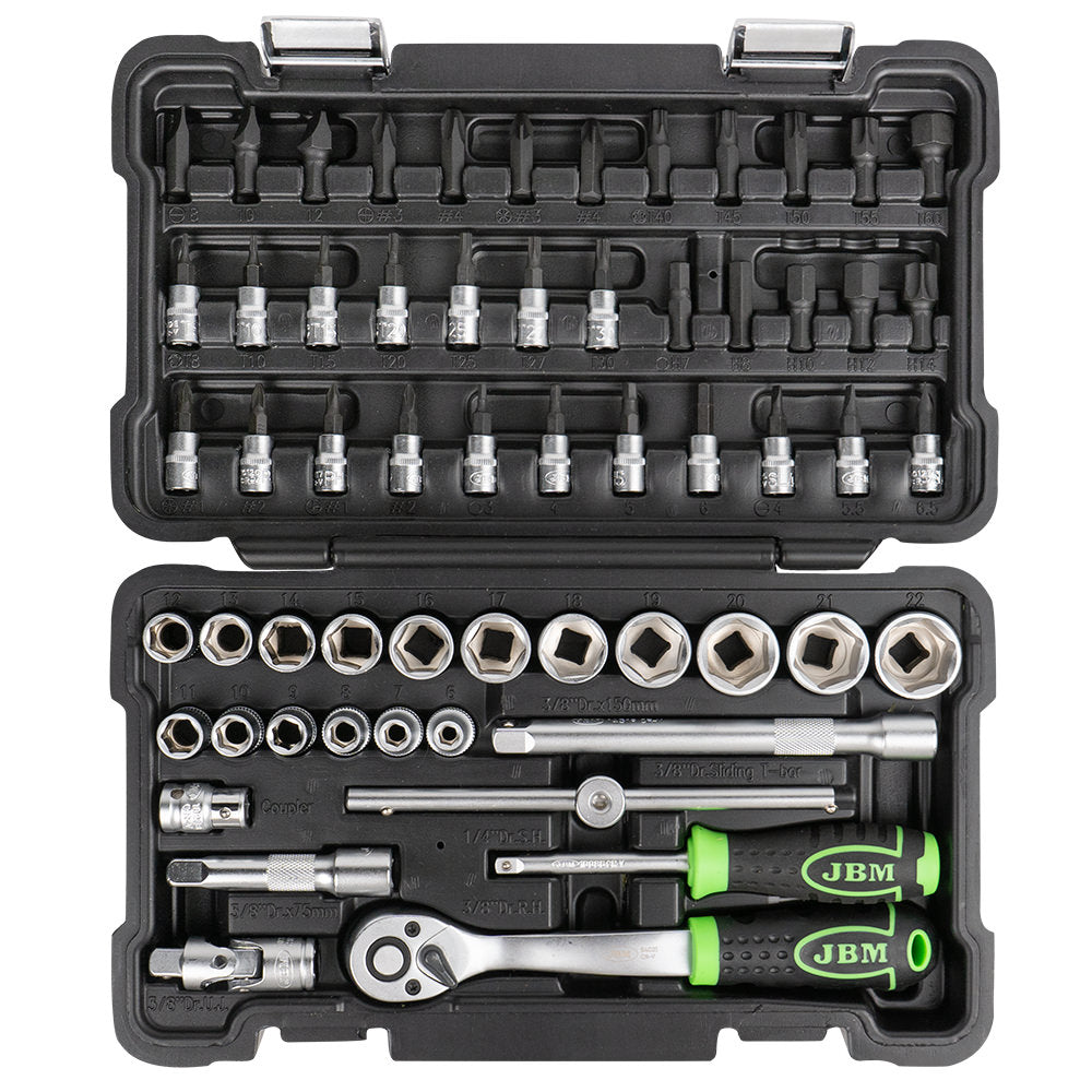 VALIGETTA DI UTENSILI 59 PEZZI CON BUSSOLE 3/8" - FINITURA ZINCO
